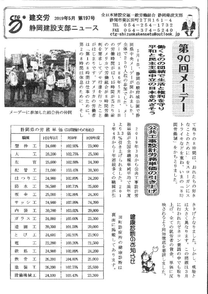 静岡建設支部ニュース 第197号