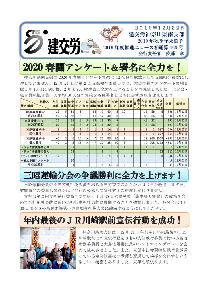 神奈川県南支部推進ニュース 通算168号