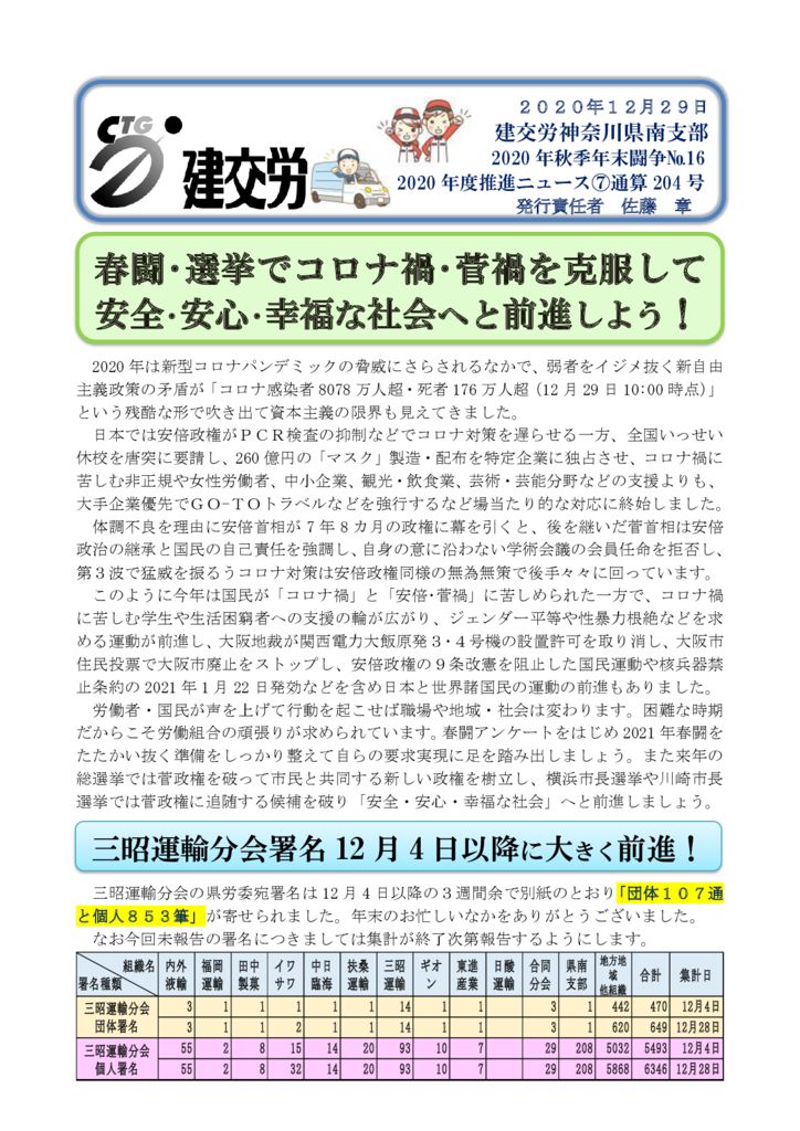 神奈川県南支部推進ニュース 通算204号