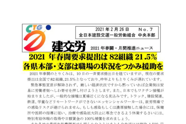 2021年春闘・月間推進ニュースNo.７