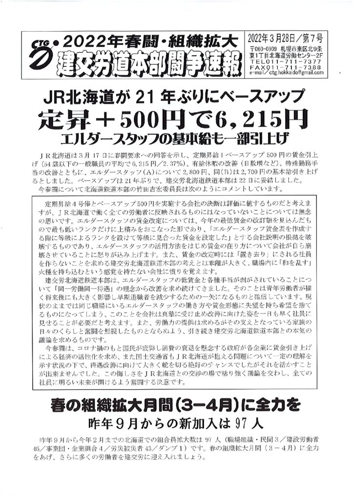 北海道本部春闘闘争速報 No.７