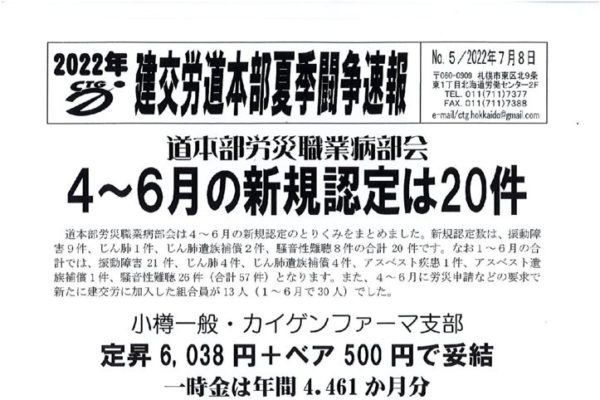 北海道本部夏季闘争速報 No.５