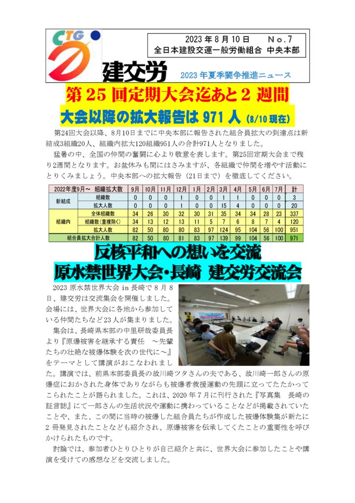 2023年夏季闘争推進ニュース　No.7