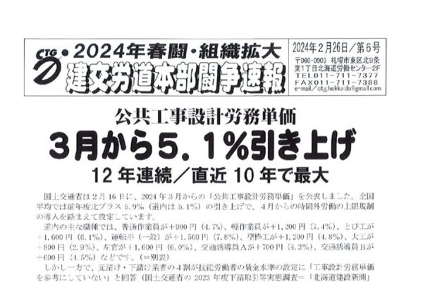 北海道道本部春闘闘争速報 No.６