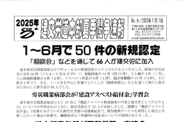 北海道本部夏季闘争速報 No.６