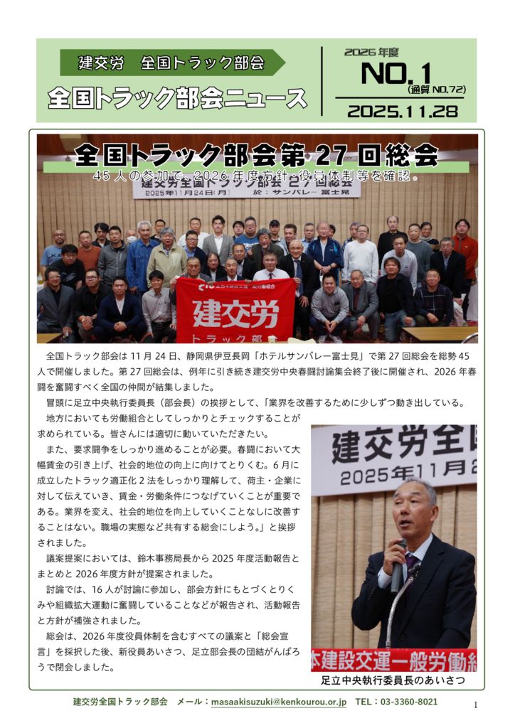 全国トラック部会ニュース No.1（通算72号）