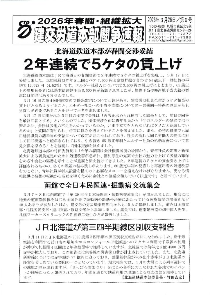 北海道本部春闘闘争速報 No.９